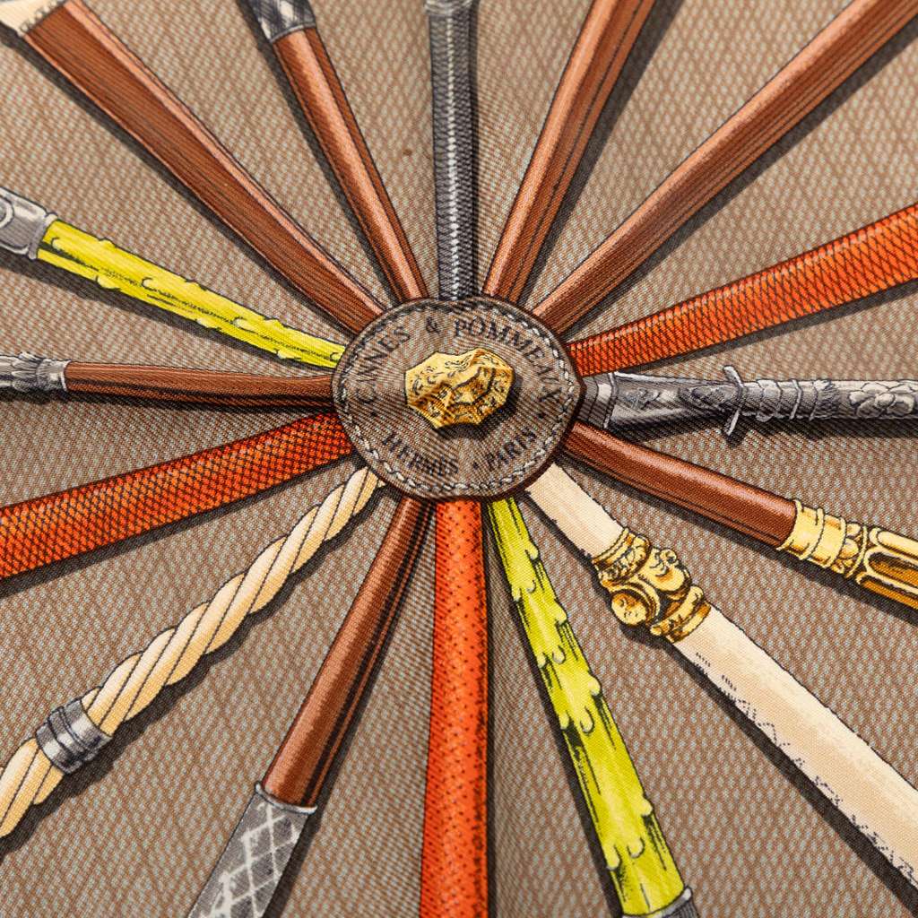 Hermès Cannes et Pommeaux Silk Scarf 42 Grey Silk Good condition - Inside View