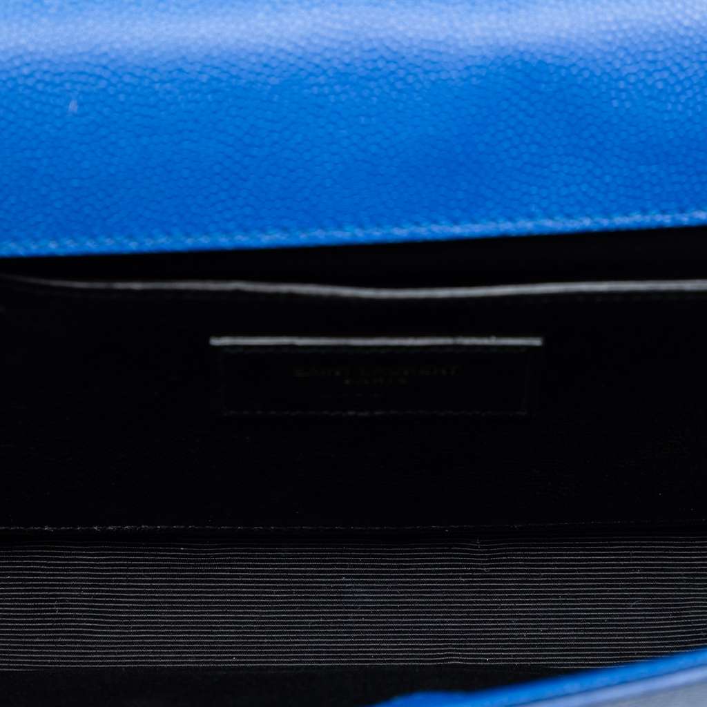 Saint Laurent Grain de Poudre Monogram Cassandre Clutch Blue Leather Good condition - Model View