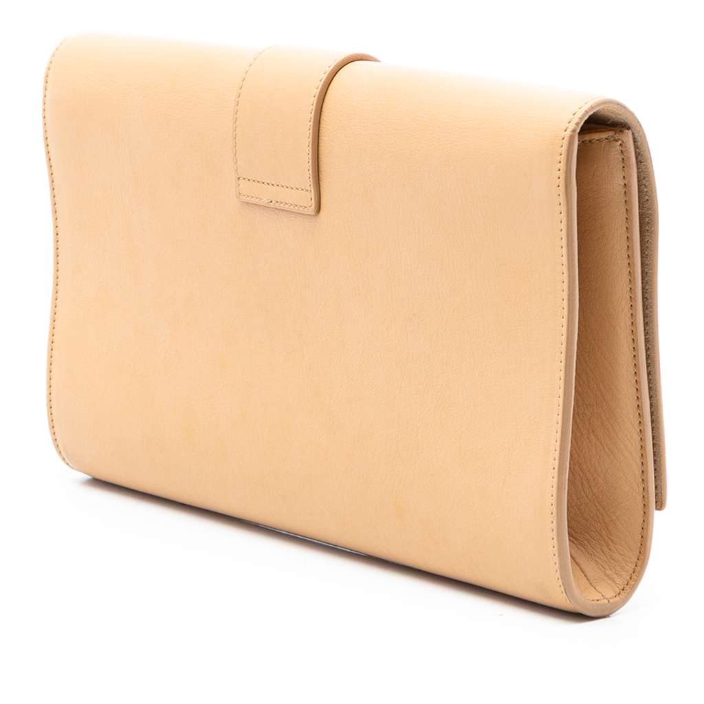 Saint Laurent Leather Chyc Ligne Clutch Brown Leather Good condition - Back View