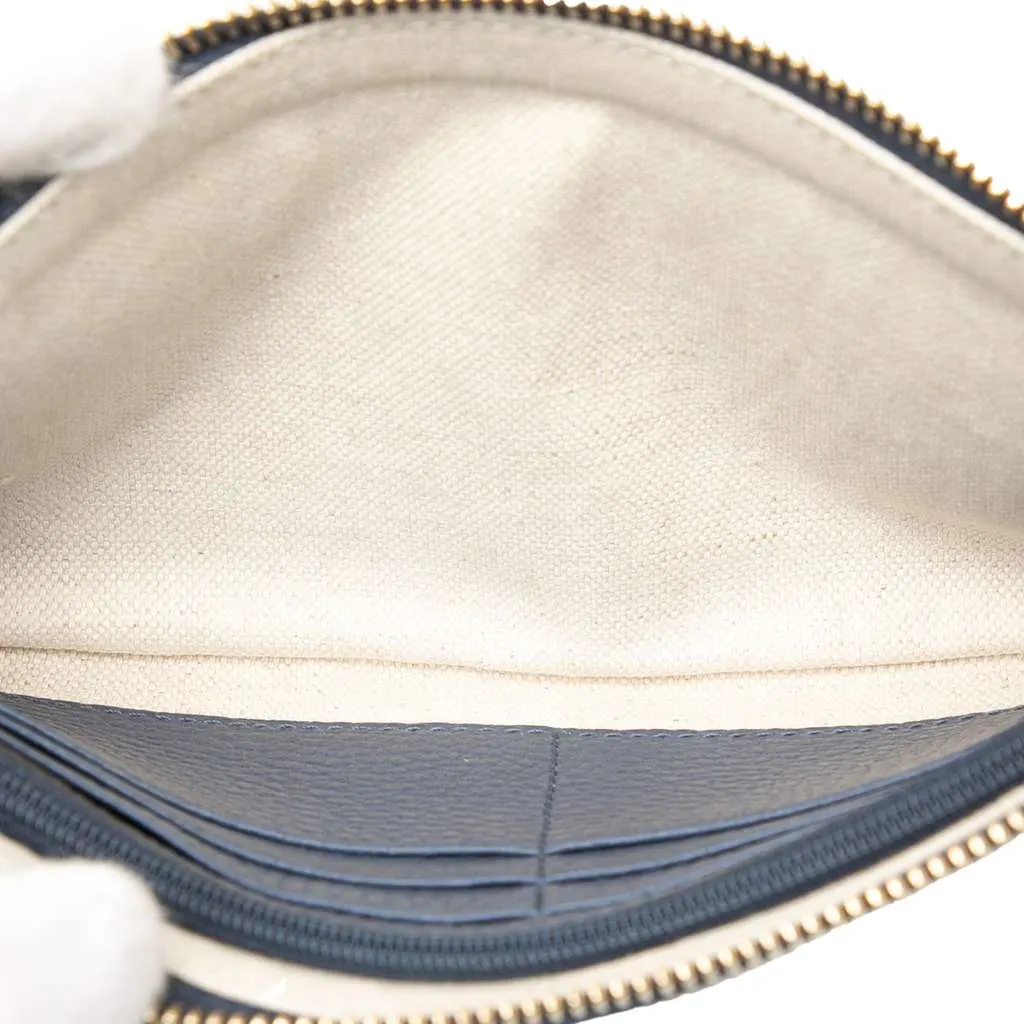 Gucci Pebbled Leather Swing Wristlet Pouch Blue Leather Very good - Model View