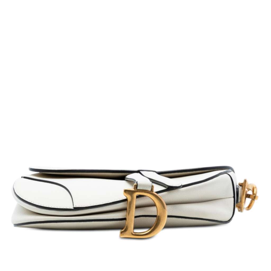 Dior Grained Calfskin Saddle Bag White Leather Good condition - Inside View
