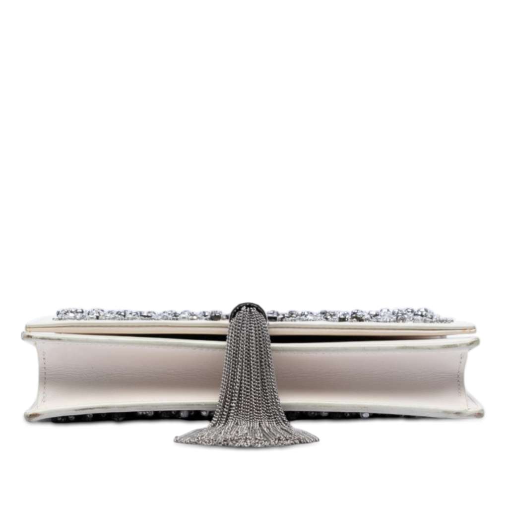 Saint Laurent Beaded Calfskin Monogram Kate Tassel Wallet on Chain White Leather Good condition - Inside View