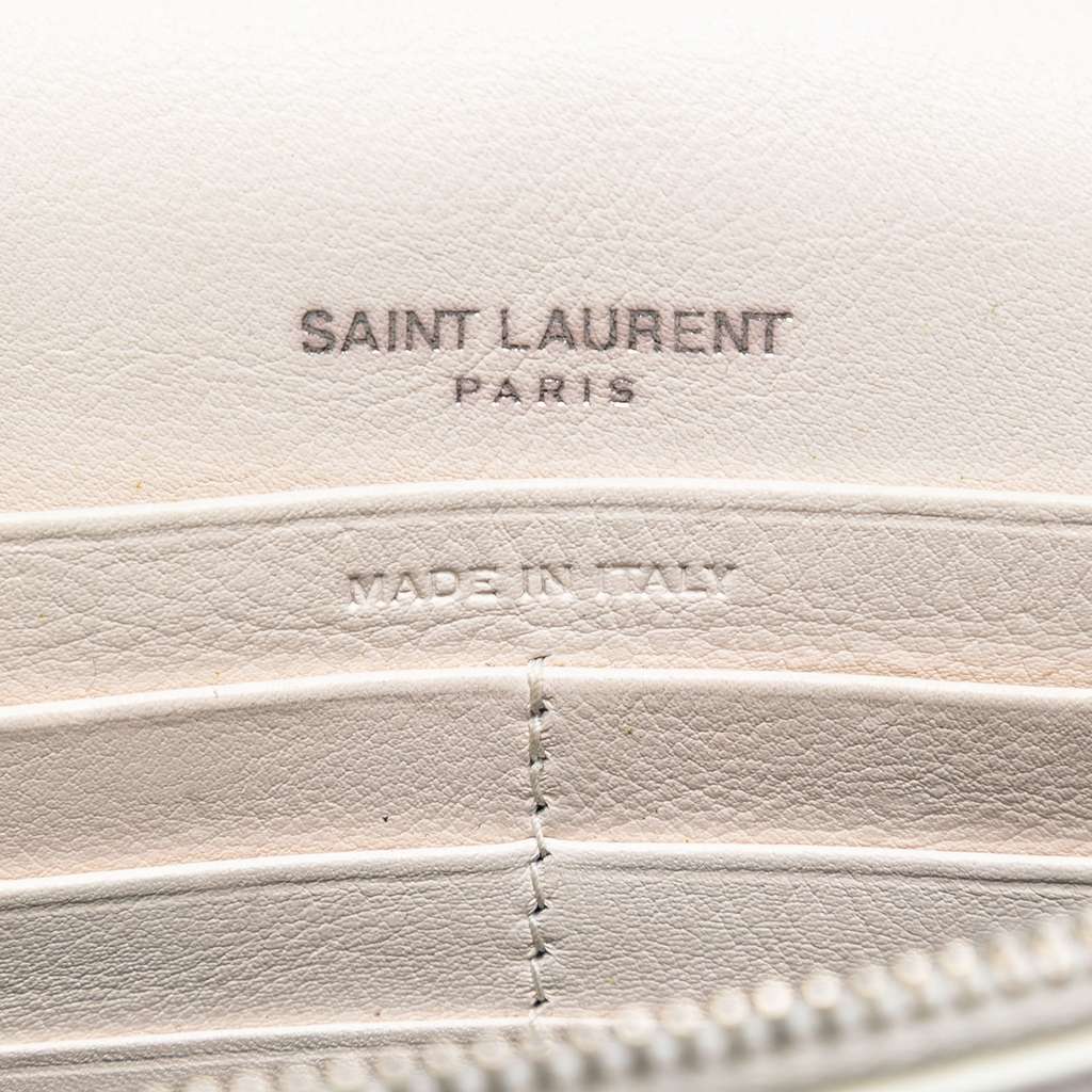 Saint Laurent Beaded Calfskin Monogram Kate Tassel Wallet on Chain White Leather Good condition - Box View