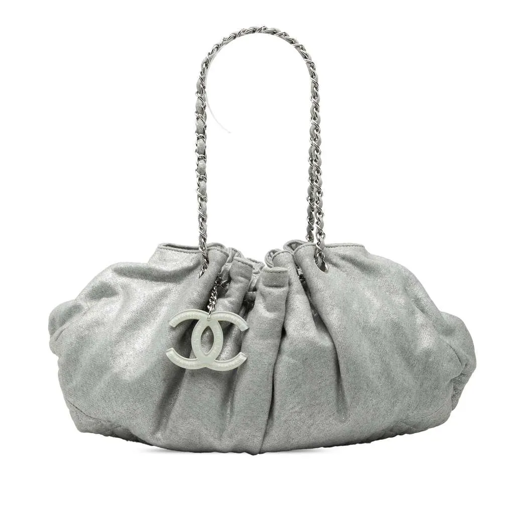 Chanel Jersey Melrose Cabas Grey Cotton Very good - Front View