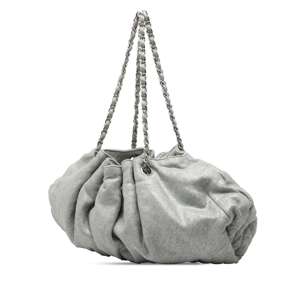 Chanel Jersey Melrose Cabas Grey Cotton Good condition - Back View