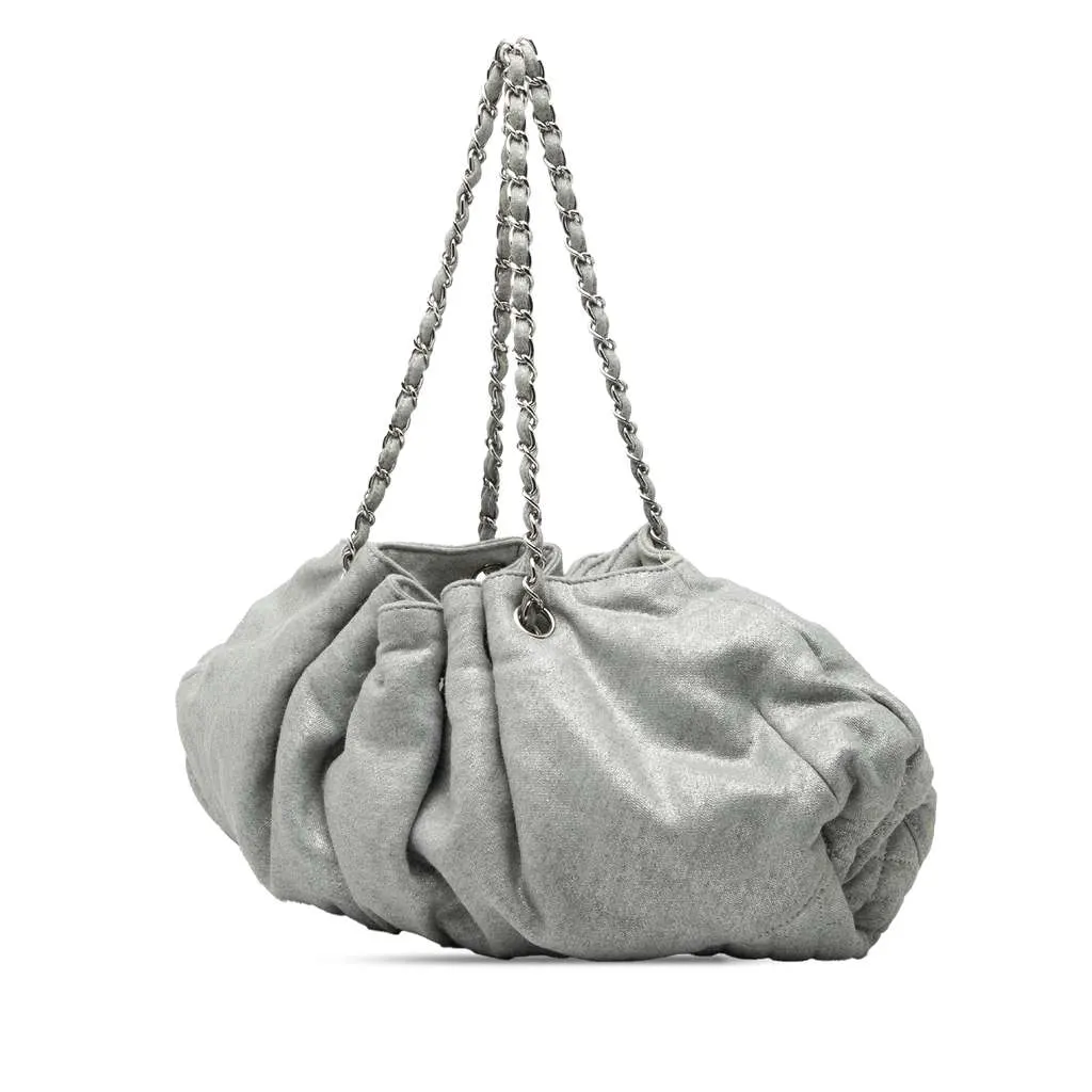 Chanel Jersey Melrose Cabas Grey Cotton Very good - Back View