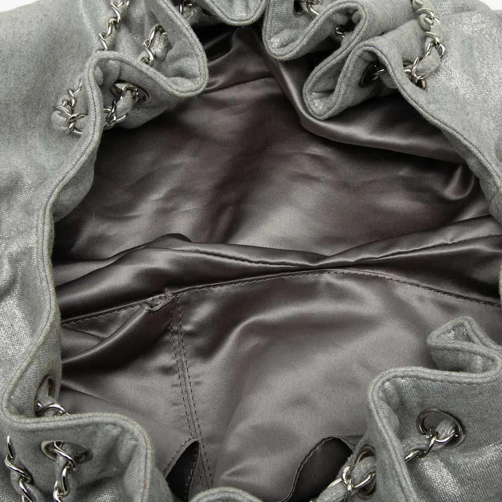 Chanel Jersey Melrose Cabas Grey Cotton Very good - Model View