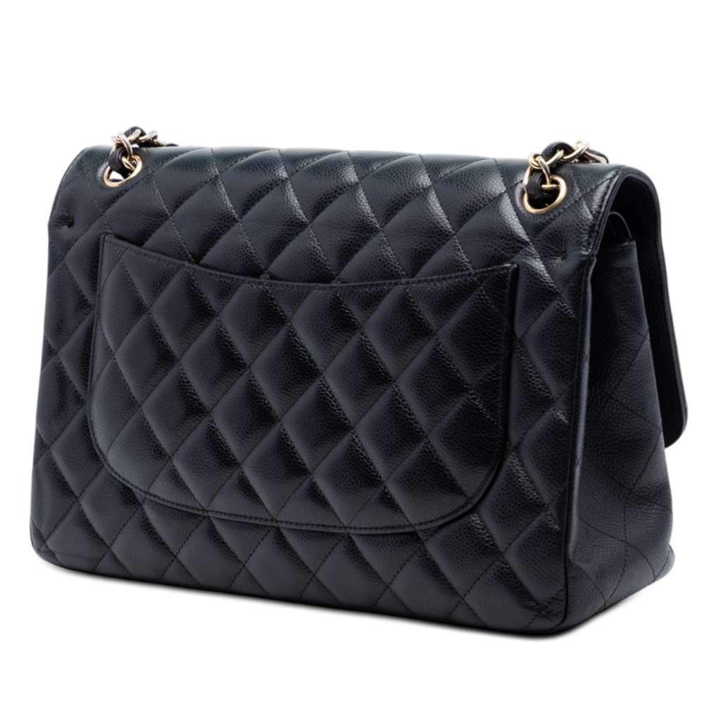 Chanel Jumbo Classic Caviar Double Flap Black Leather Good condition - Back View
