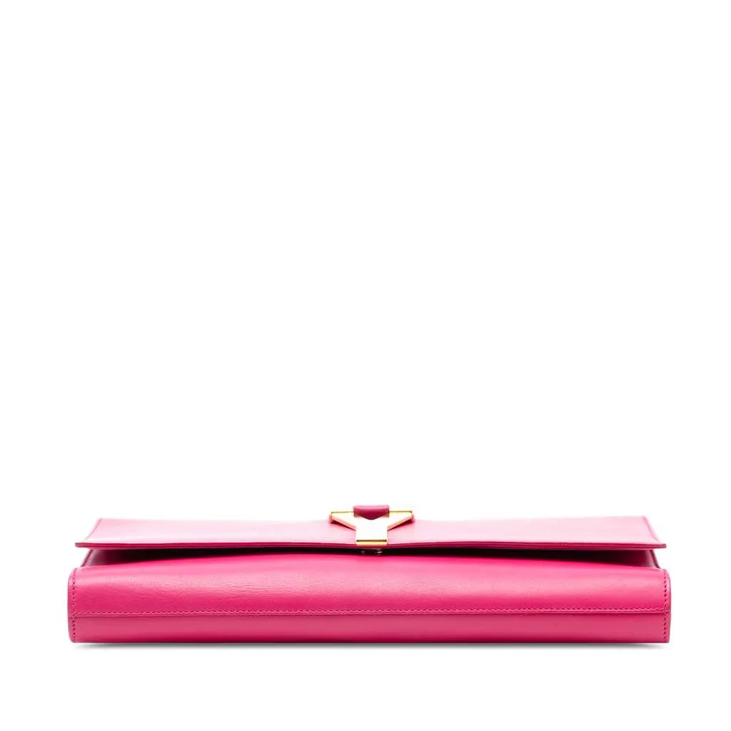 Saint Laurent Leather Chyc Ligne Clutch Pink Leather Very good - Inside View