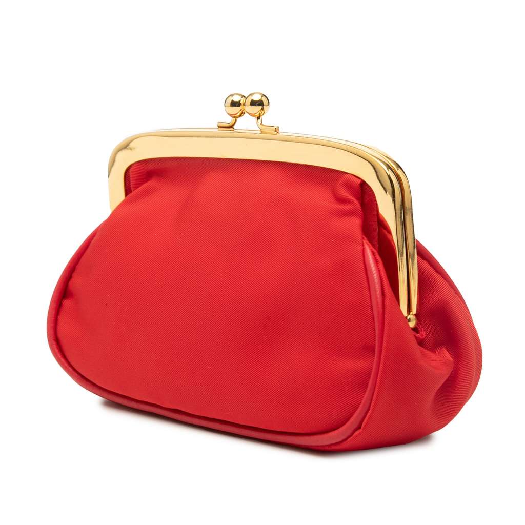 Prada Tessuto Kiss Lock Frame Coin Pouch Red Good condition - Back View