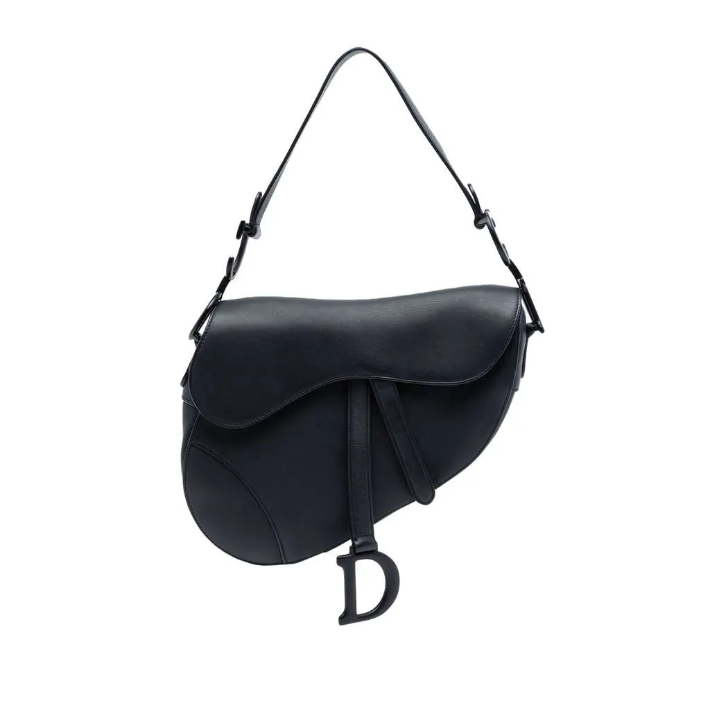 Dior Ultra Matte Calfskin Saddle Bag Black Leather Very good - Front View