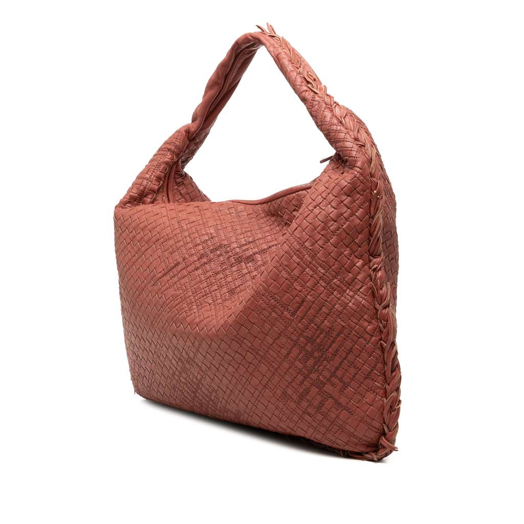 Bottega Veneta Large Nappa Intrecciato Veneta Hobo Red Leather Good condition - Back View