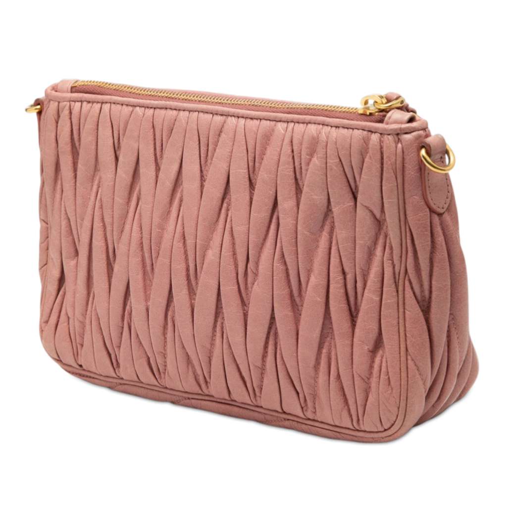 Miu Miu Nappa Matelasse Lux Charm Shoulder Bag Pink Leather Good condition - Back View