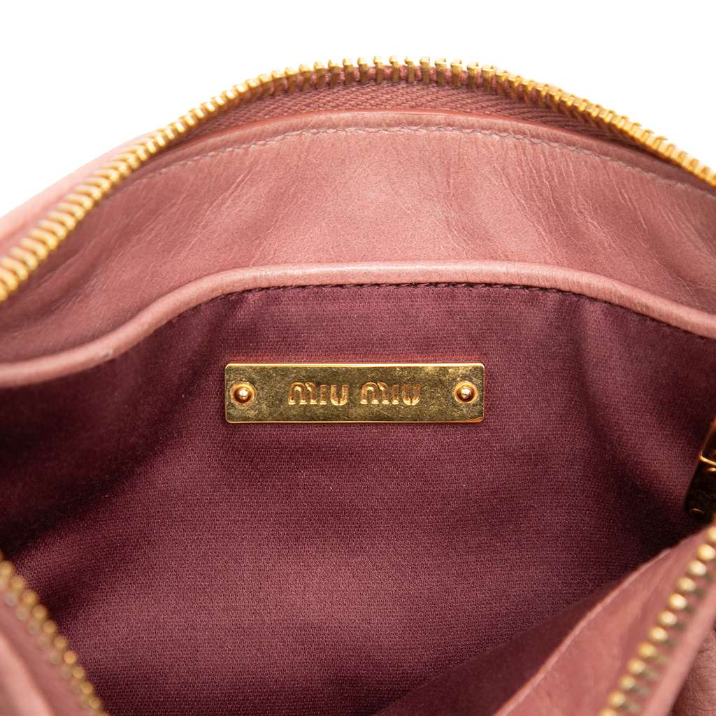 Miu Miu Nappa Matelasse Lux Charm Shoulder Bag Pink Leather Good condition - Box View
