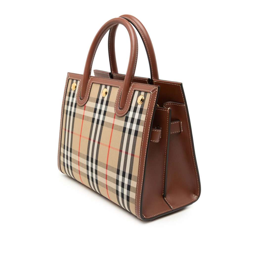 Burberry House Check Canvas Title Satchel Beige Canvas Good condition - Back View