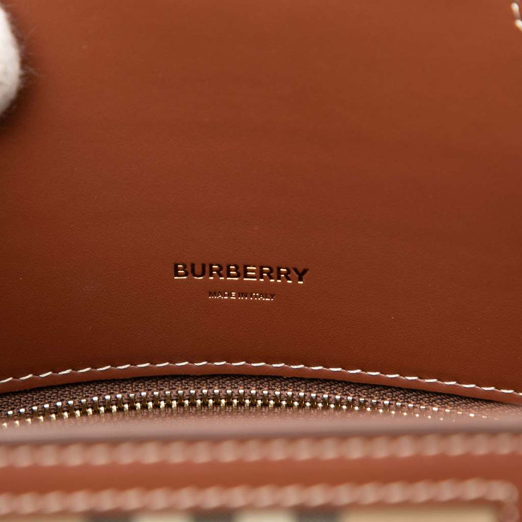 Burberry House Check Canvas Title Satchel Beige Canvas Good condition - Box View