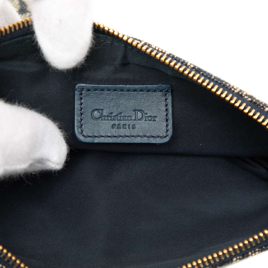Dior Mini Diorissimo Canvas Saddle Pochette Blue Canvas Good condition - Box View