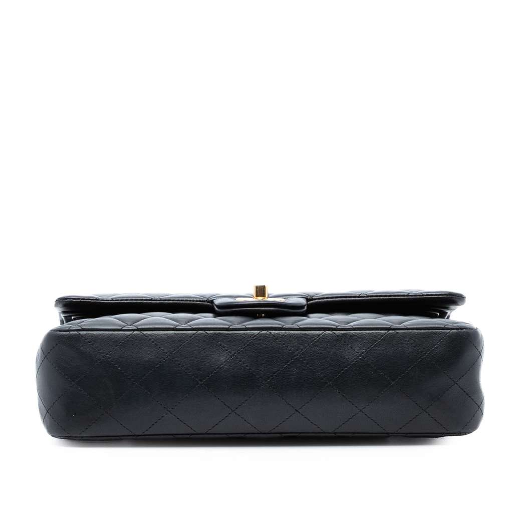 Chanel Medium Classic Lambskin Double Flap Black Leather Good condition - Inside View