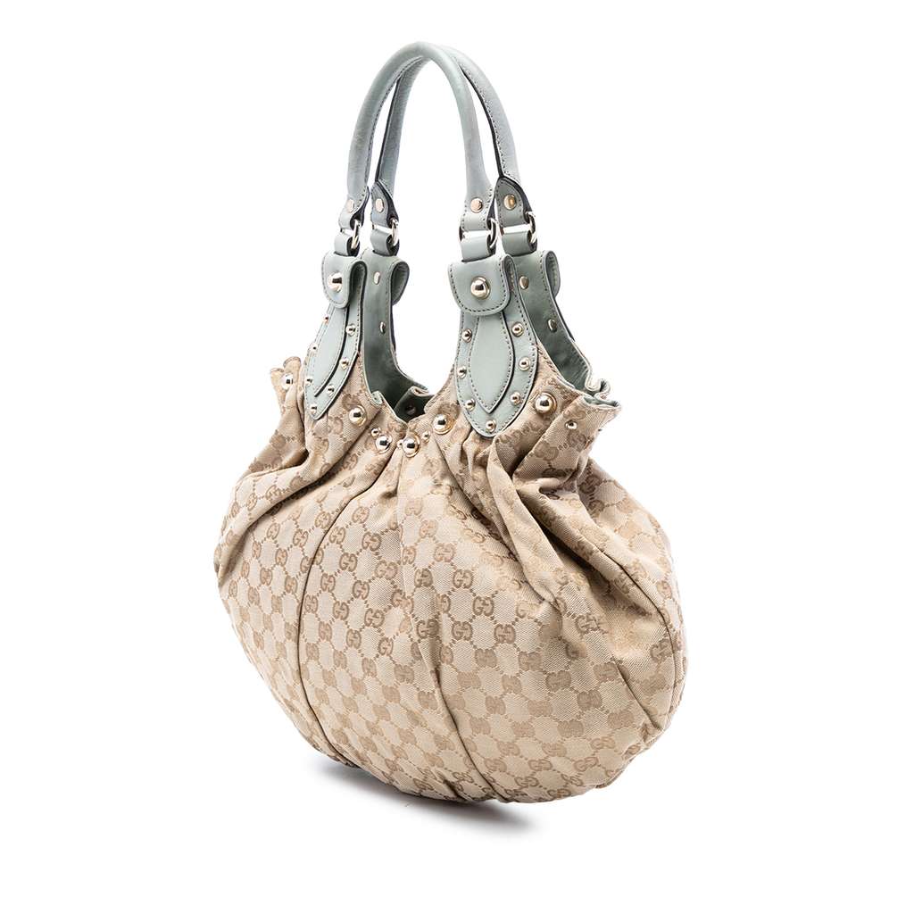 Gucci GG Canvas Studded Pelham Hobo Beige Good condition - Back View