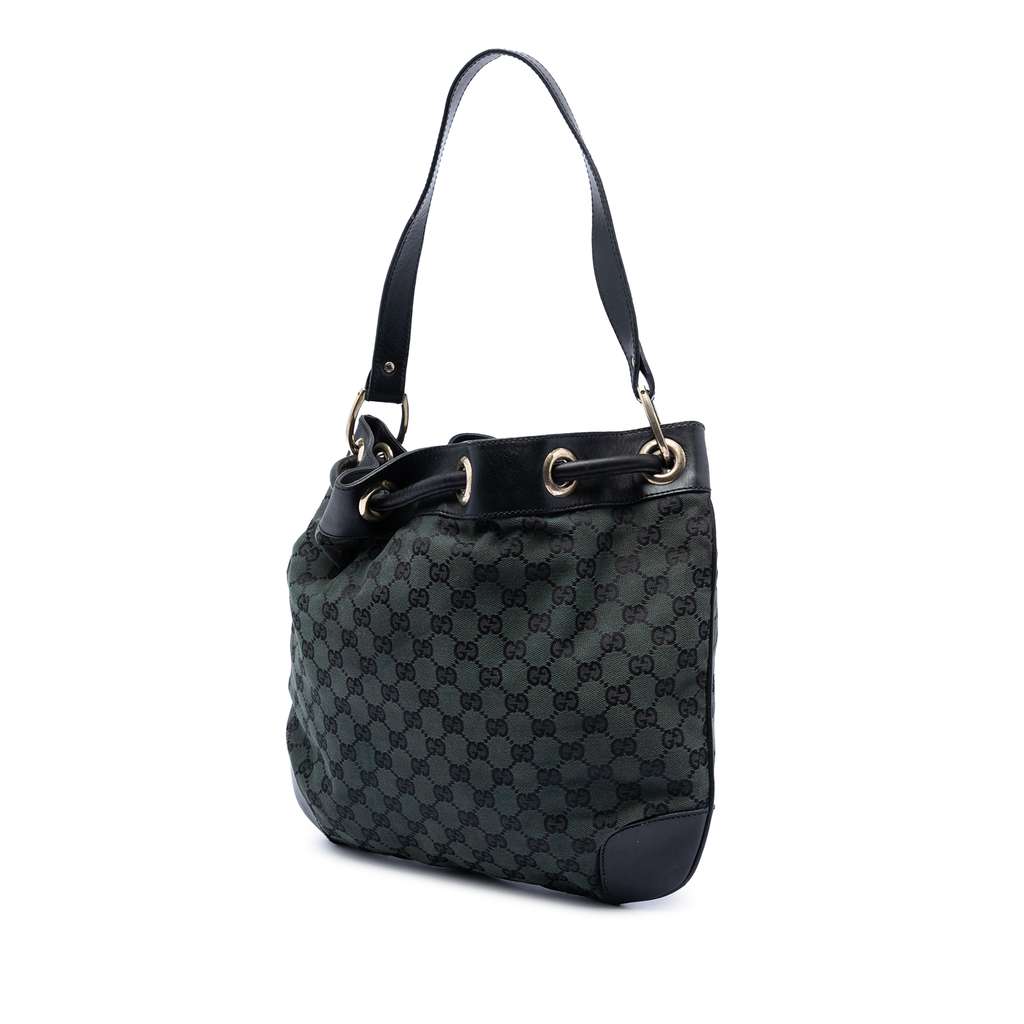 Gucci GG Canvas Bucket Bag Green Canvas Good condition - Back View