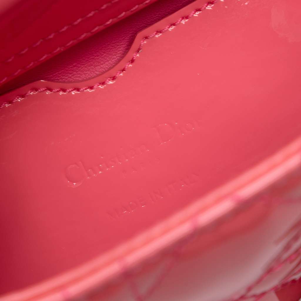Dior Micro Patent Cannage Lady Dior Pink Leather Good condition - Box View