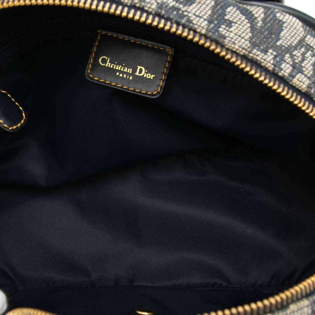 Dior Mini Diorissimo Canvas Double Saddle Bowler Bag Blue Canvas Good condition - Model View