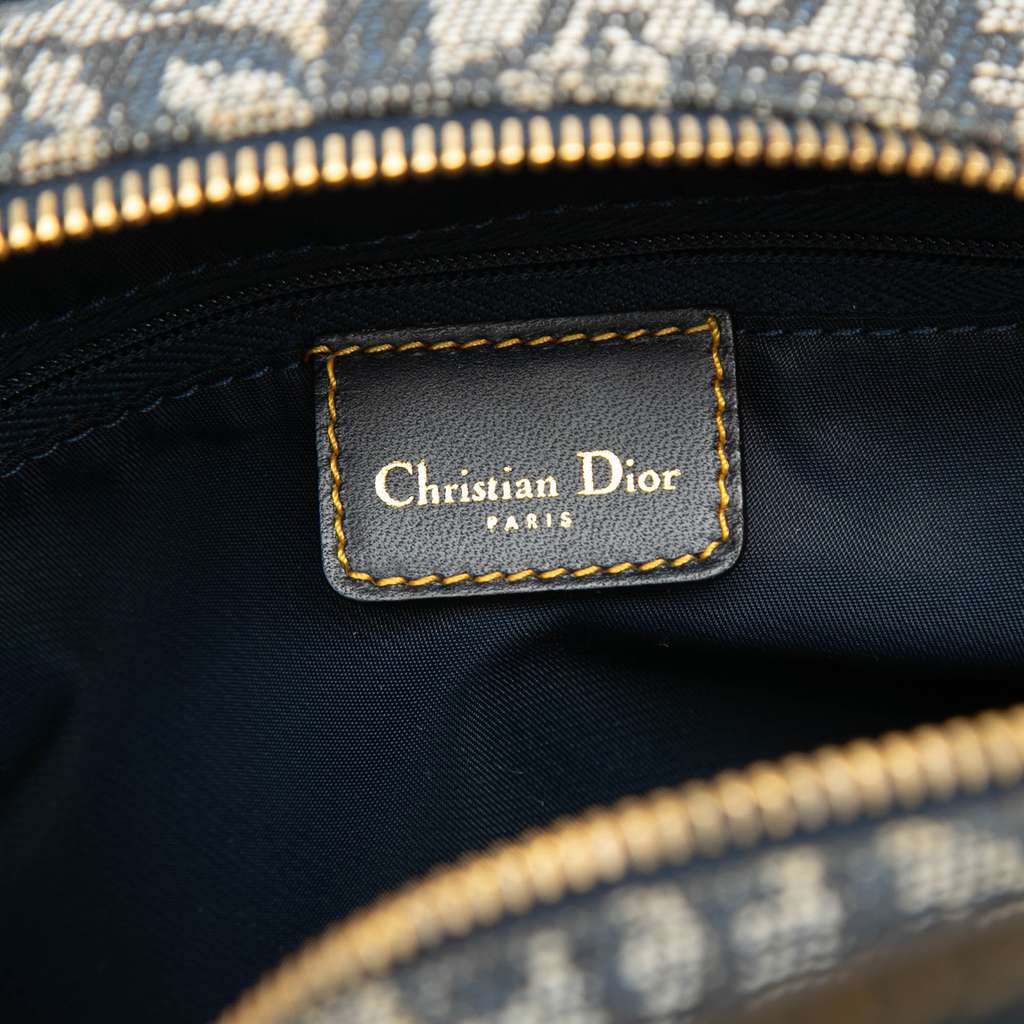Dior Mini Diorissimo Canvas Double Saddle Bowler Bag Blue Canvas Good condition - Box View