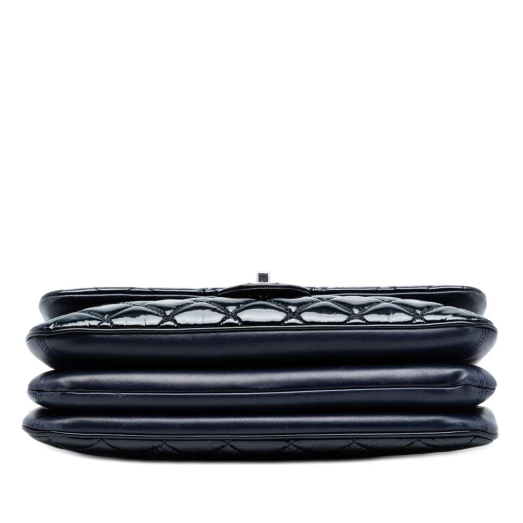 Chanel Jumbo Quilted Patent 3 Compartment Flap Blue Leather Good condition - Inside View