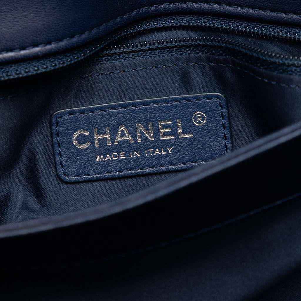 Chanel Jumbo Quilted Patent 3 Compartment Flap Blue Leather Good condition - Box View