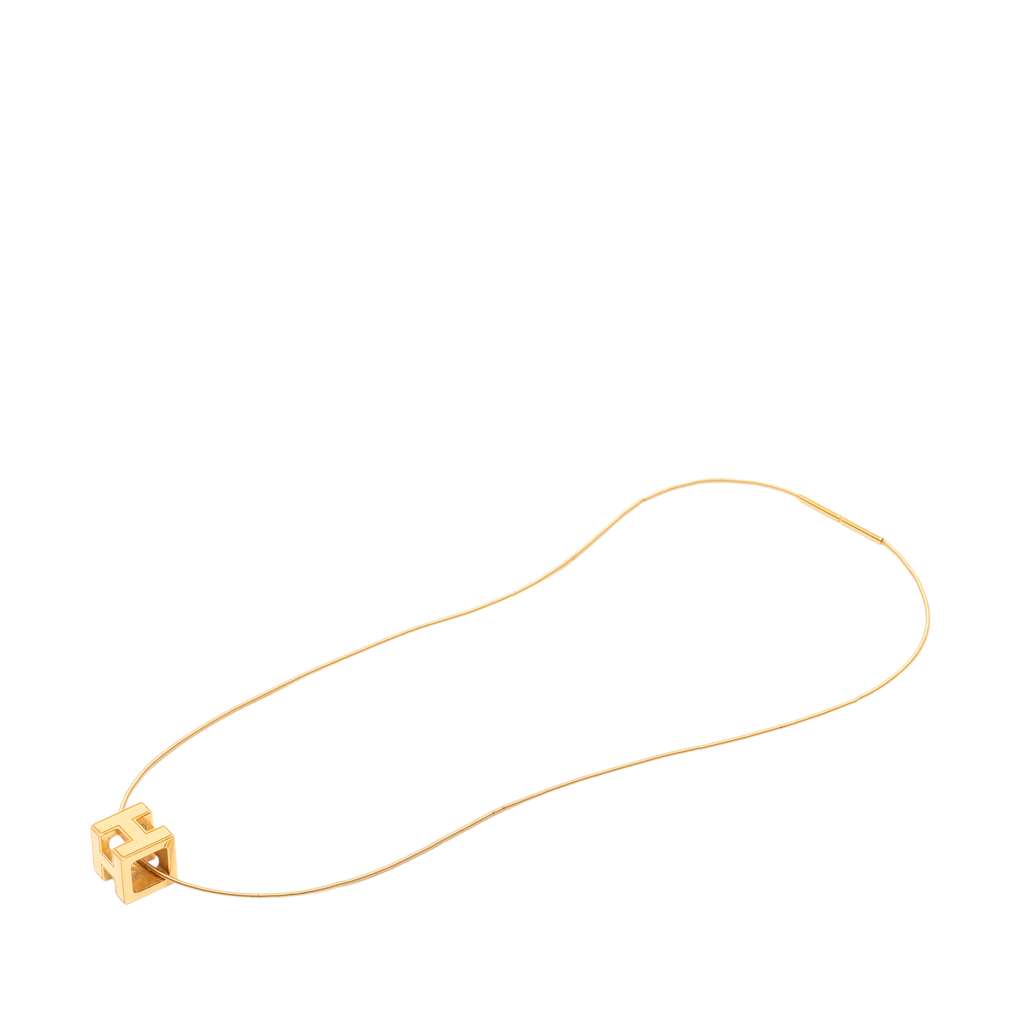 Hermès Gold Plated Enamel Cage D H Pendant Necklace Gold Metal Good condition - Box View