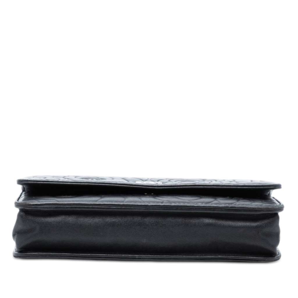 Chanel CC Embossed Lambskin Camellia Wallet On Chain Black Leather Good condition - Inside View