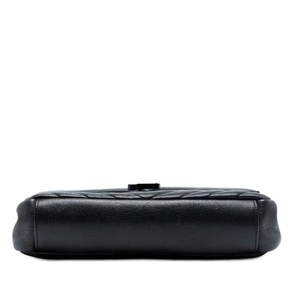 Saint Laurent Medium Chevron Sheepskin  Monogram Monochrome College Bag Black Leather Good condition - Inside View