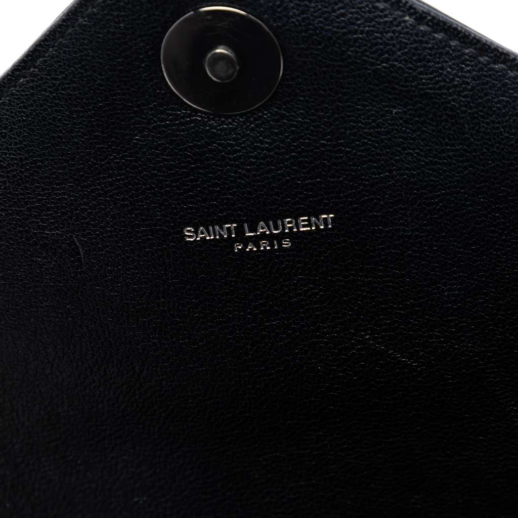 Saint Laurent Medium Chevron Sheepskin  Monogram Monochrome College Bag Black Leather Good condition - Box View