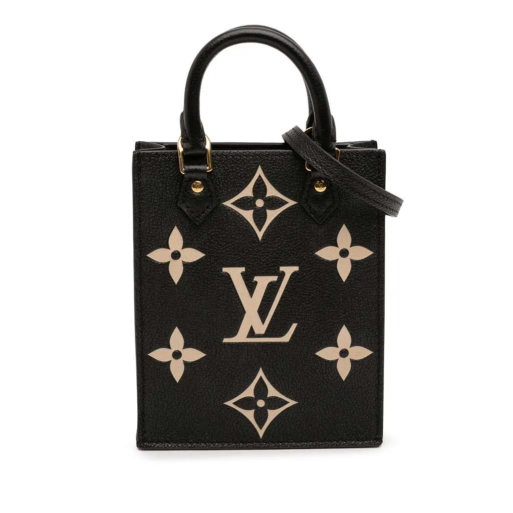 Louis Vuitton Bicolor Monogram Empreinte Petit Sac Plat Black Leather Very good - Front View