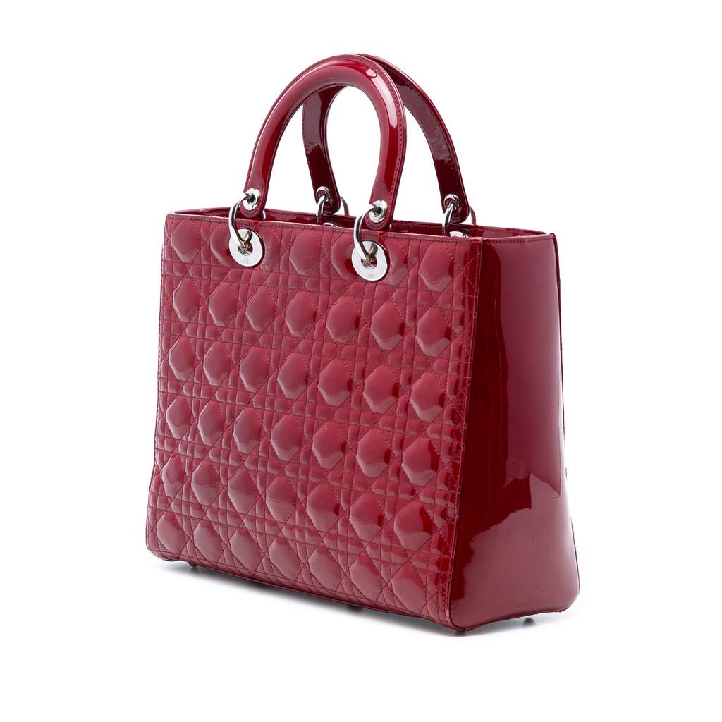 Dior Large Patent Cannage Lady Dior Red Leather Good condition - Back View