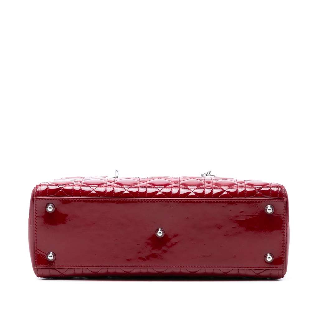 Dior Large Patent Cannage Lady Dior Red Leather Good condition - Inside View