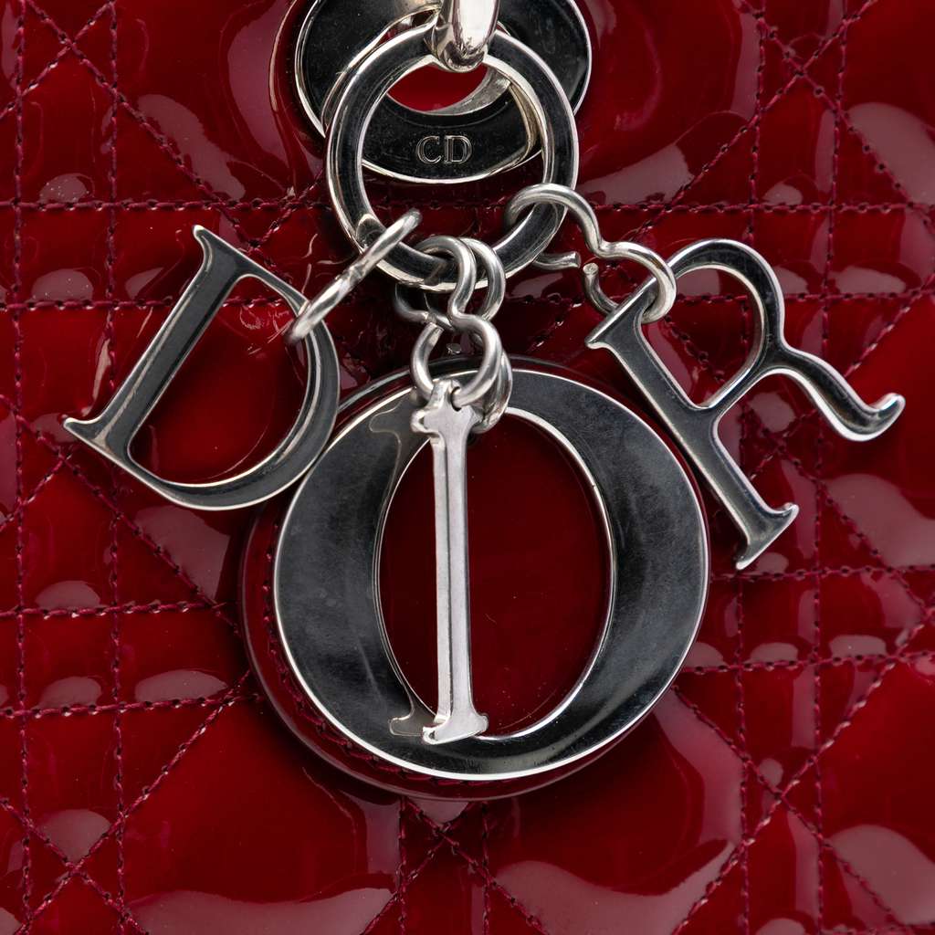Dior Large Patent Cannage Lady Dior Red Leather Good condition - Box View