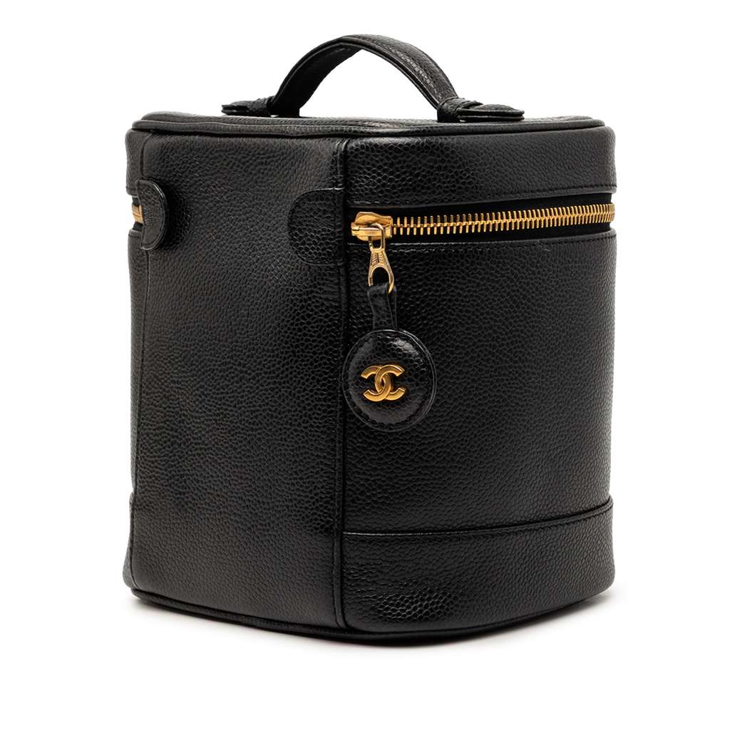 Chanel CC Caviar Vanity Bag Black Leather Good condition - Back View
