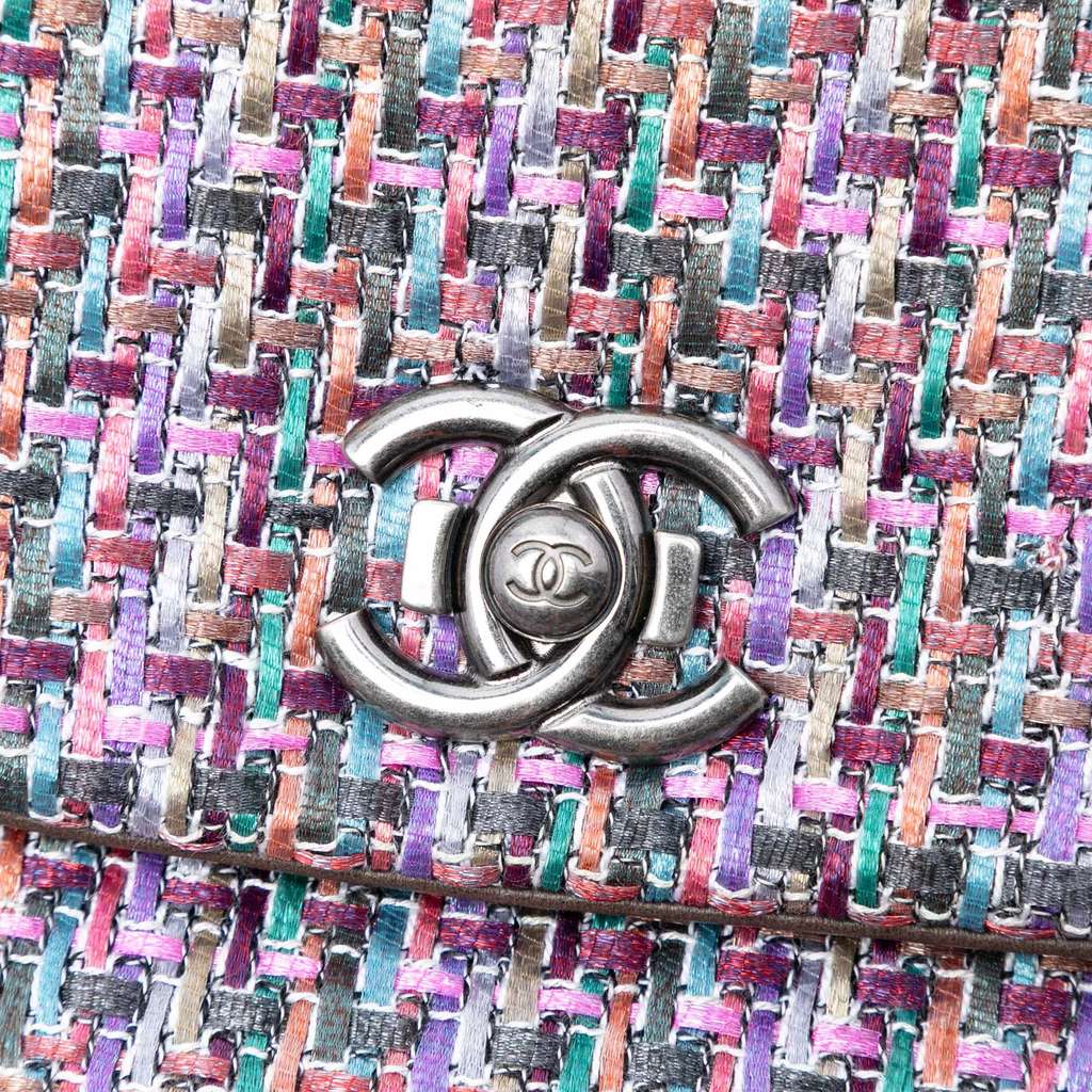 Chanel CC Tweed Clasp Flap Purple Tweed Good condition - Box View