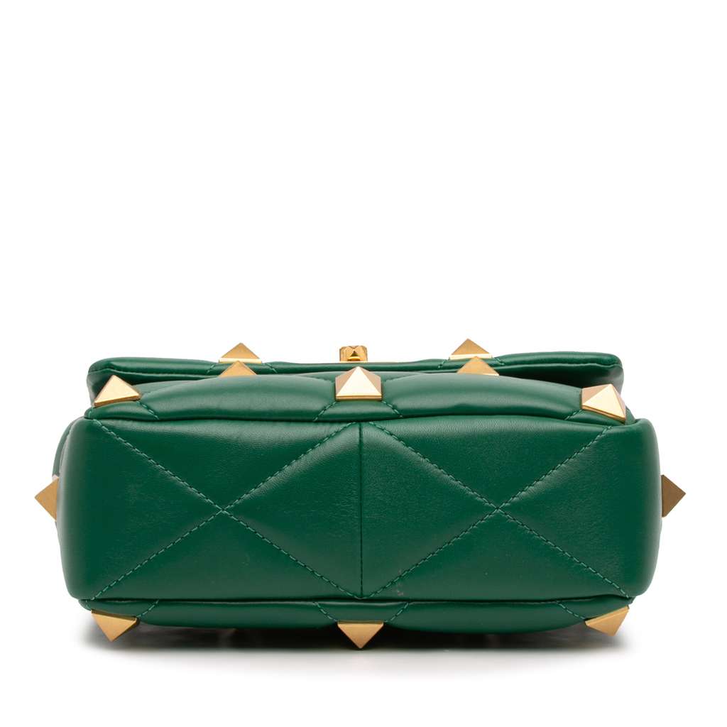 Valentino Medium Nappa Roman Stud Satchel Green Leather Good condition - Inside View