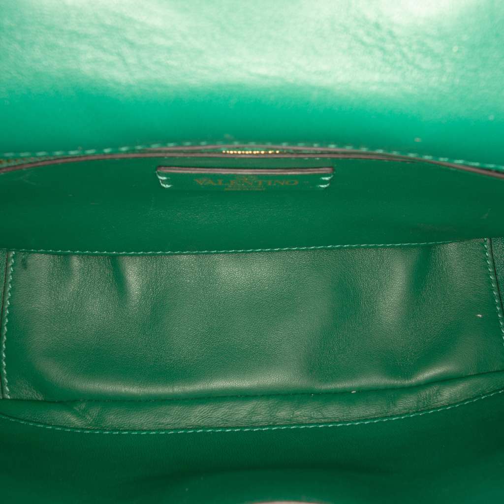 Valentino Medium Nappa Roman Stud Satchel Green Leather Good condition - Model View