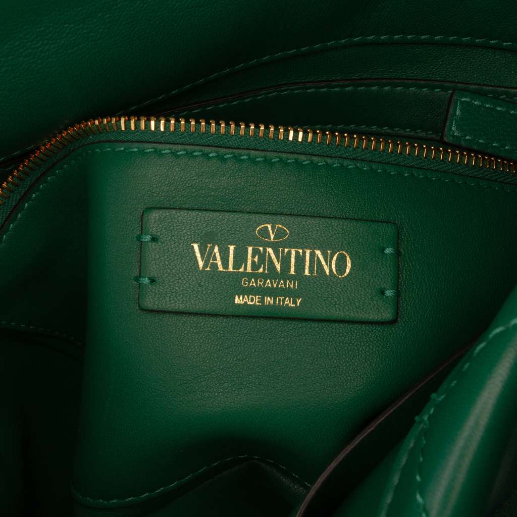 Valentino Medium Nappa Roman Stud Satchel Green Leather Good condition - Box View