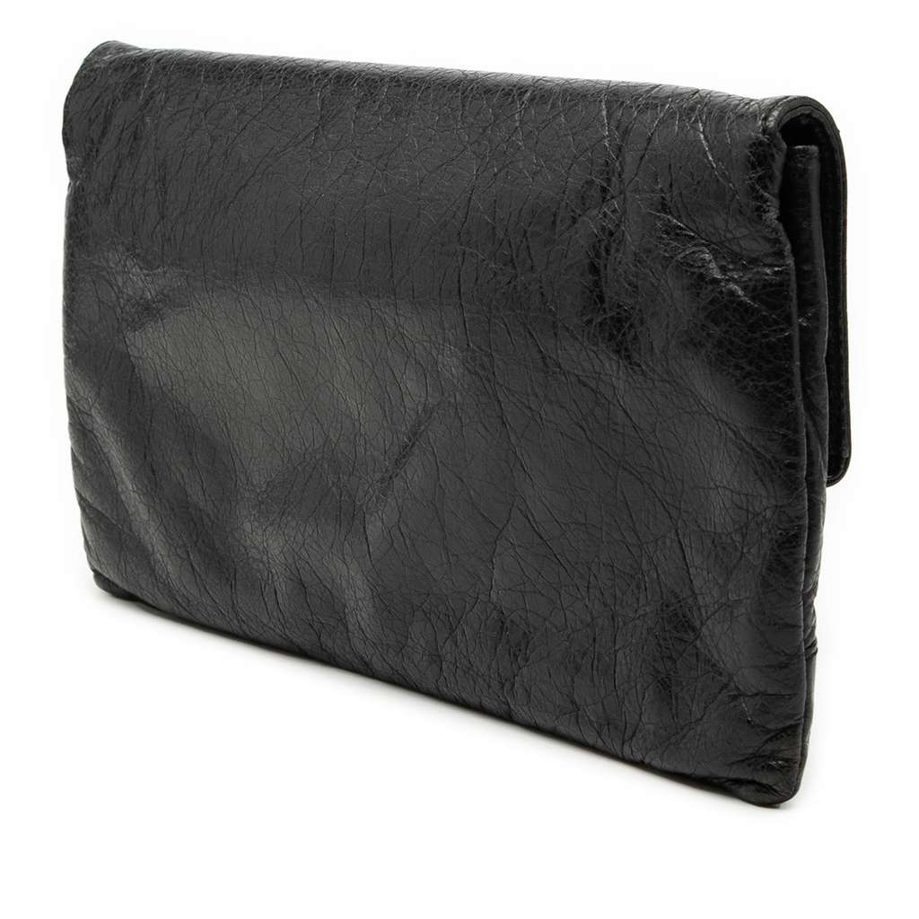 Balenciaga Lambskin Motocross Giant 12 Envelope Clutch Black Leather Good condition - Back View