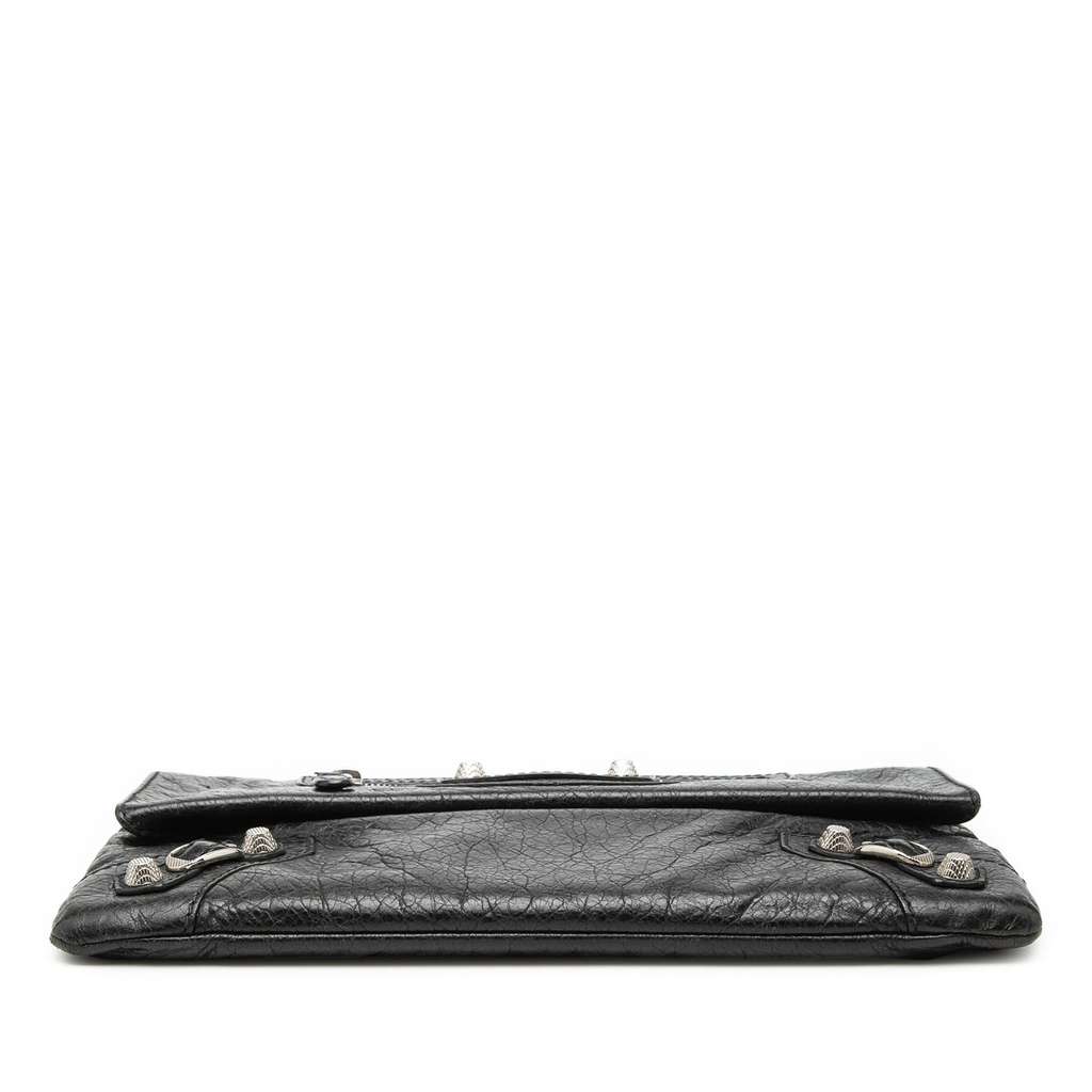 Balenciaga Lambskin Motocross Giant 12 Envelope Clutch Black Leather Good condition - Inside View