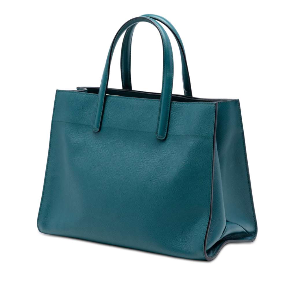 Prada Saffiano Soft Triple Pocket Tote Blue Leather Good condition - Back View