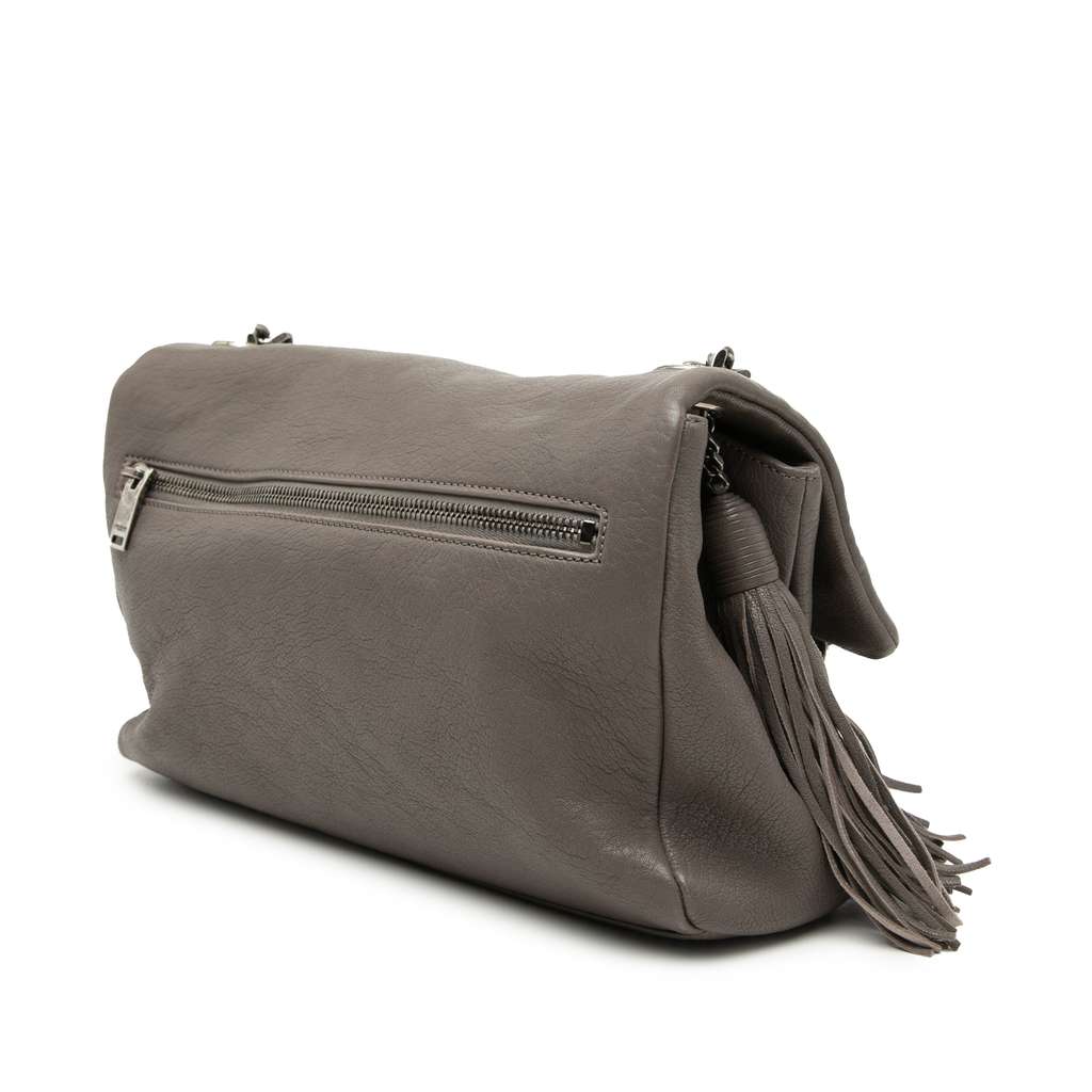 Saint Laurent Medium Grain De Poudre West Hollywood Crossbody Grey Leather Good condition - Back View