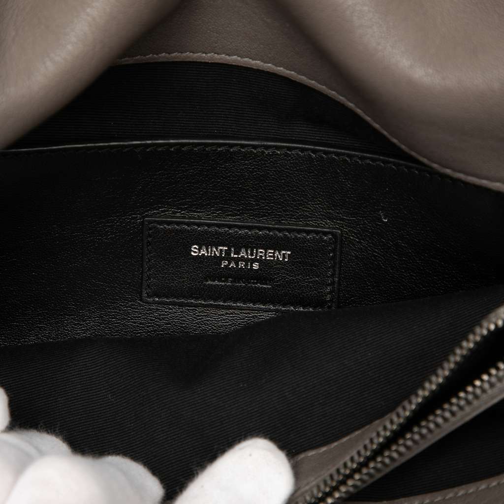 Saint Laurent Medium Grain De Poudre West Hollywood Crossbody Grey Leather Good condition - Box View