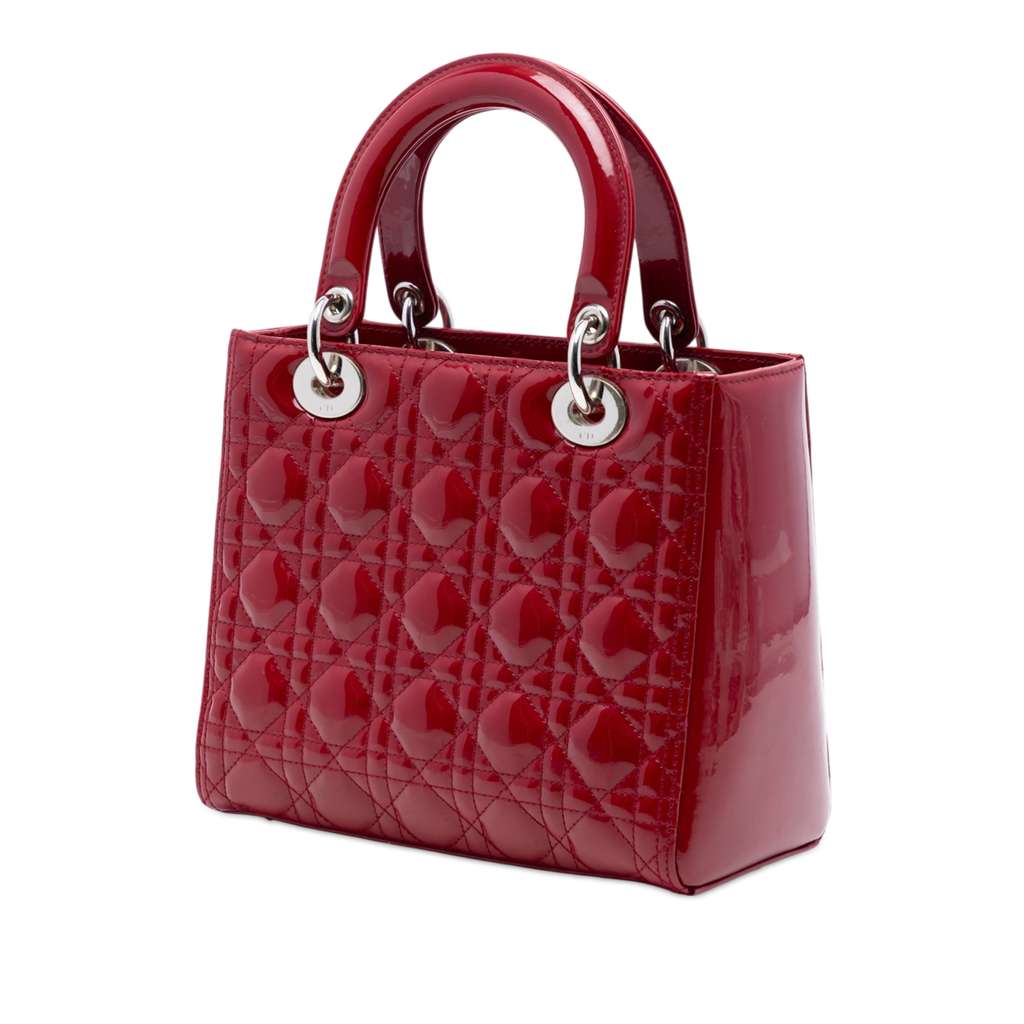 Dior Medium Patent Cannage Lady Dior Red Leather Good condition - Back View