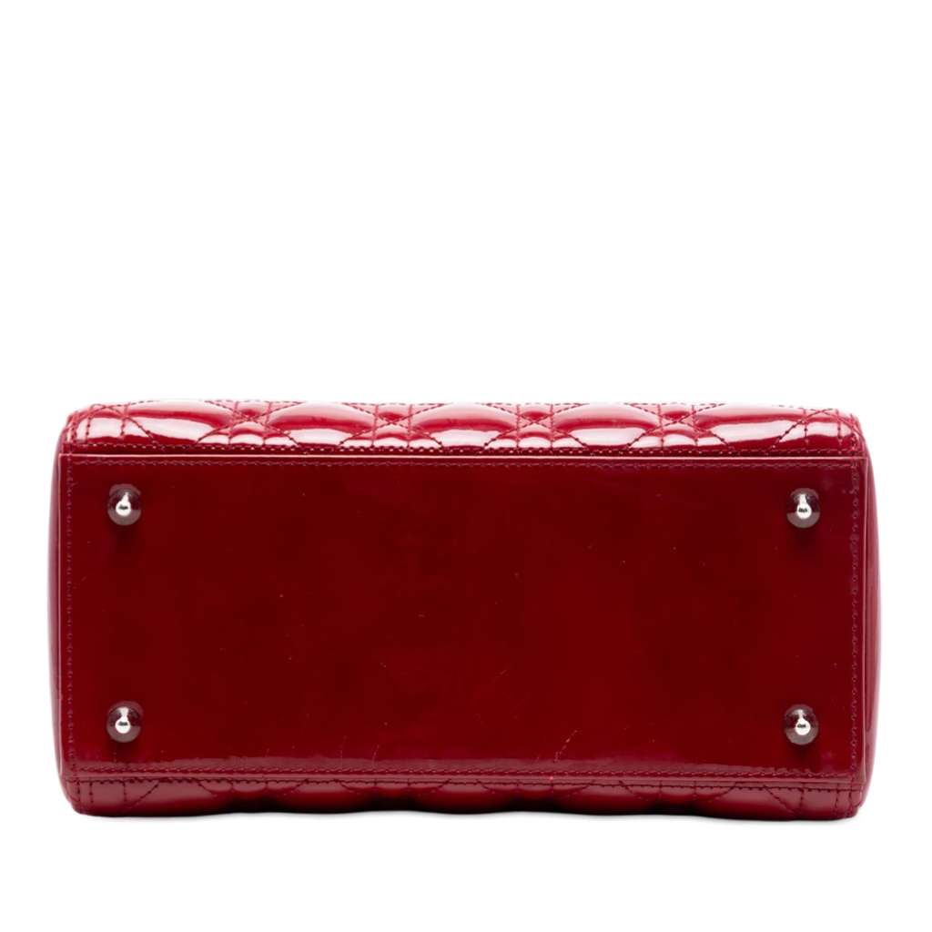 Dior Medium Patent Cannage Lady Dior Red Leather Good condition - Inside View