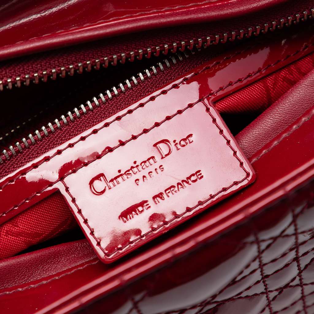 Dior Medium Patent Cannage Lady Dior Red Leather Good condition - Box View